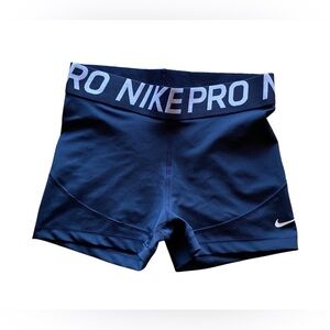 Women’s NIKE PRO Navy Blue Athletic Compression Shorts Large